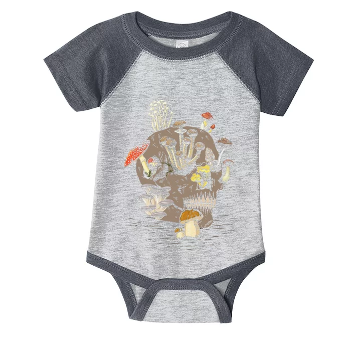 Mushroom Art Clothing Mushroom Collector Skull Graphic Infant Baby Jersey Bodysuit