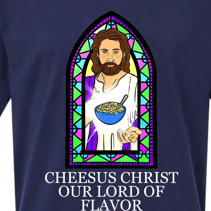 Mac and Cheese Lover Cheesus Christ Our Lord In Flavor Sueded Cloud Jersey T-Shirt