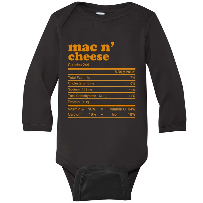 Mac And Cheese Nutrition Facts 2021 Thanksgiving Nutrition Baby Long Sleeve Bodysuit