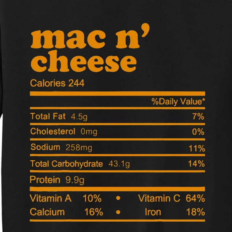 Mac And Cheese Nutrition Facts 2021 Thanksgiving Nutrition Tall Sweatshirt