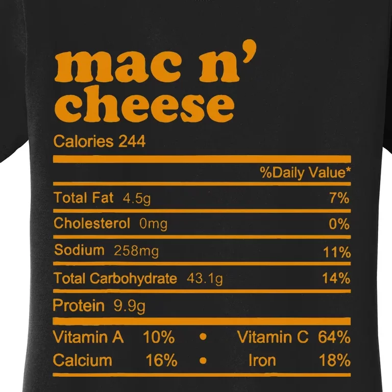 Mac And Cheese Nutrition Facts 2021 Thanksgiving Nutrition Women's T-Shirt