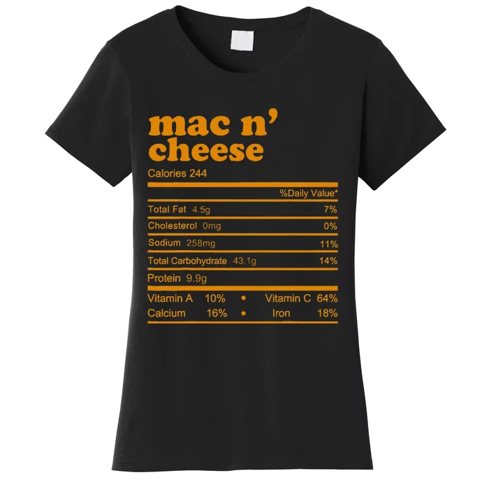 Mac And Cheese Nutrition Facts 2021 Thanksgiving Nutrition Women's T-Shirt