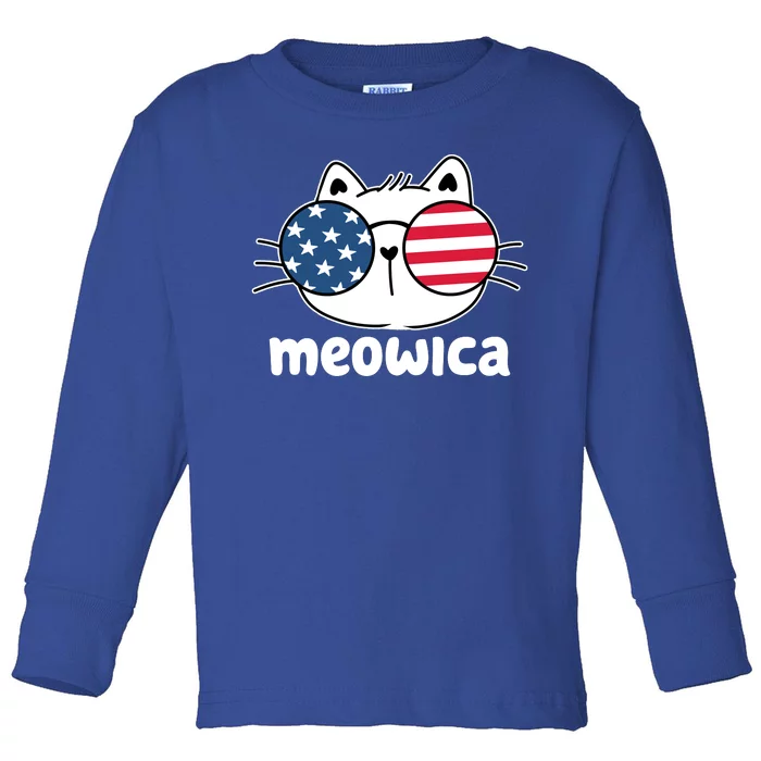 Meowica America Cat Cute Toddler Long Sleeve Shirt