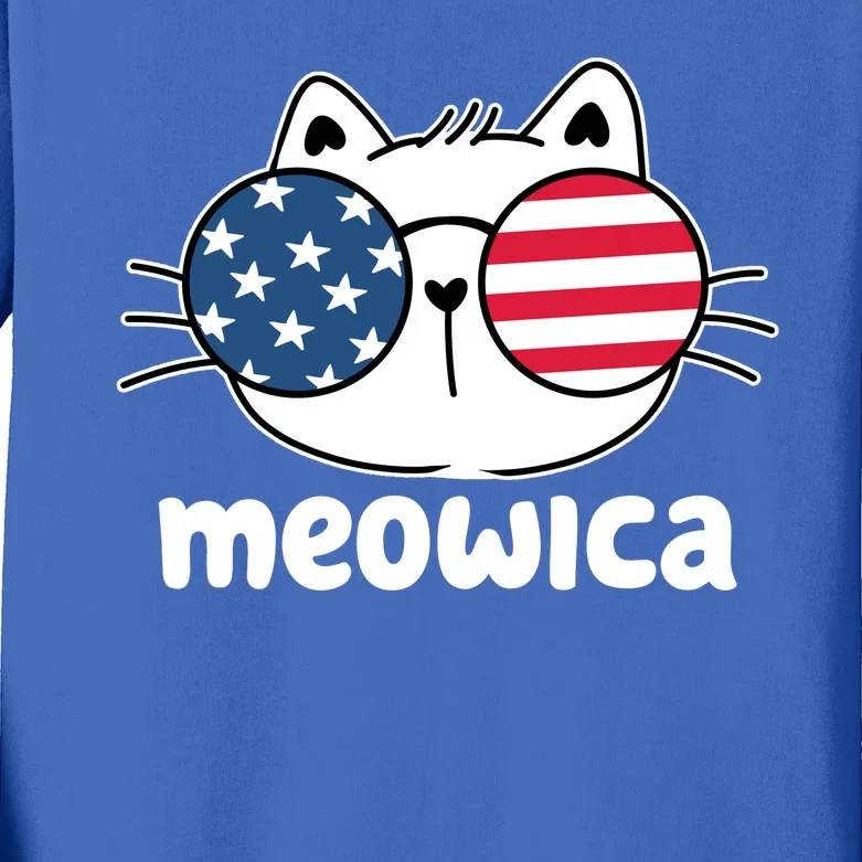 Meowica America Cat Cute Kids Long Sleeve Shirt