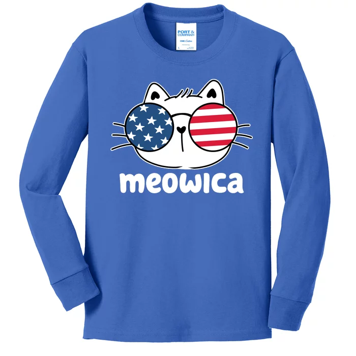 Meowica America Cat Cute Kids Long Sleeve Shirt