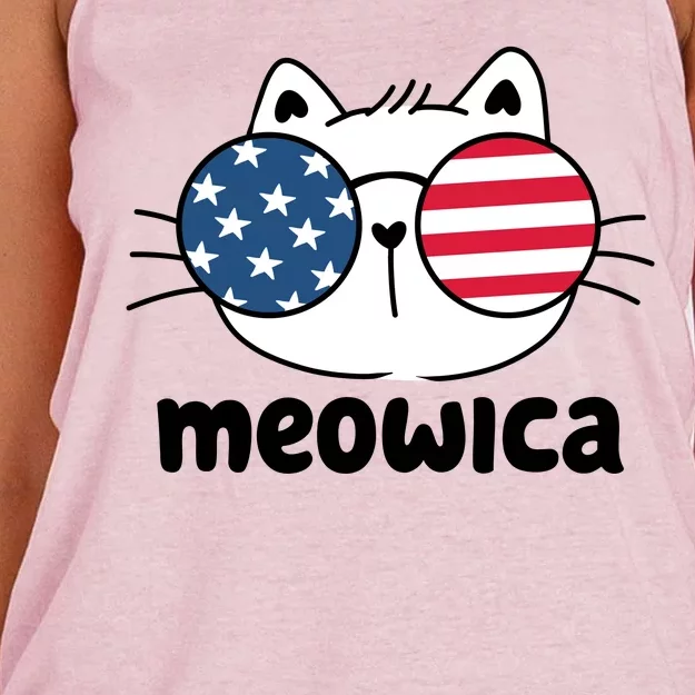 Meowica America Cat Cute Women's Knotted Racerback Tank