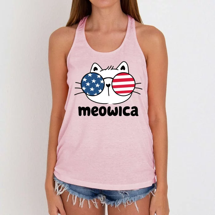 Meowica America Cat Cute Women's Knotted Racerback Tank