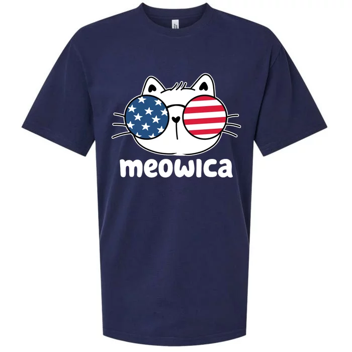 Meowica America Cat Cute Sueded Cloud Jersey T-Shirt