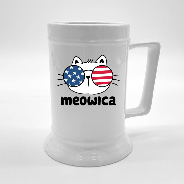 Meowica America Cat Cute Front & Back Beer Stein