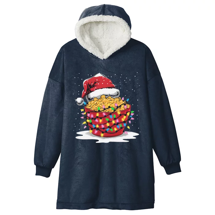 Mac And Cheese Christmas Tree Santa Hat Lights Xmas Hooded Wearable Blanket