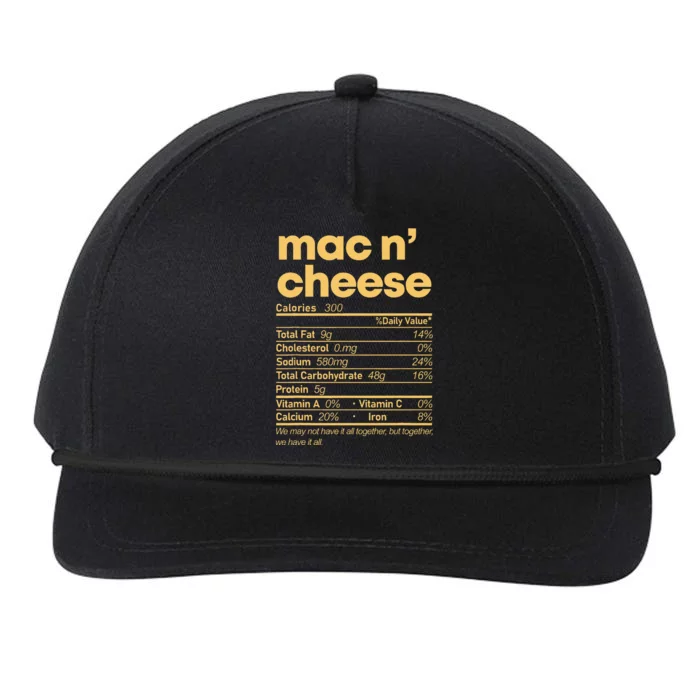 Mac And Cheese Nutrition Thanksgiving Mac N Cheese Snapback Five-Panel Rope Hat