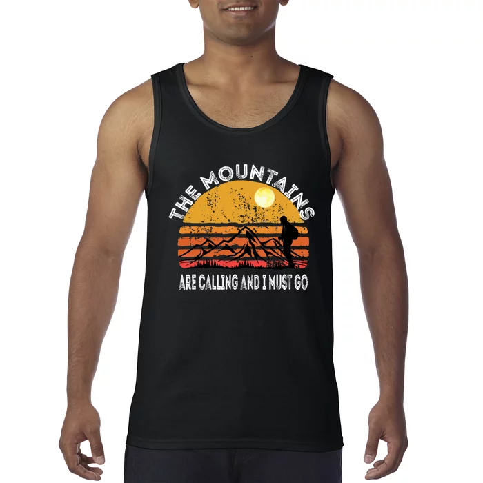 Mountains Are Calling I Must Go Retro Vintage Lovers Hiking Tank Top