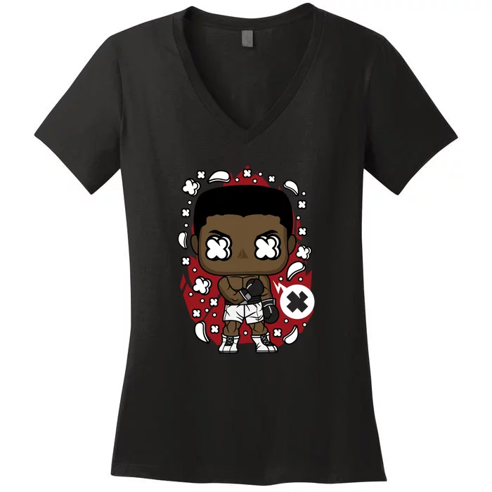 Muhamad Ali Cute Illustration Women's V-Neck T-Shirt