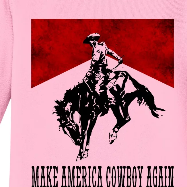 Make America Cow Cow Again Rodeo Lover 4th Of July Gift Baby Long Sleeve Bodysuit