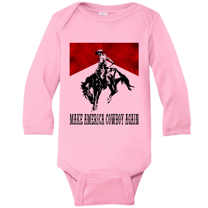 Make America Cow Cow Again Rodeo Lover 4th Of July Gift Baby Long Sleeve Bodysuit