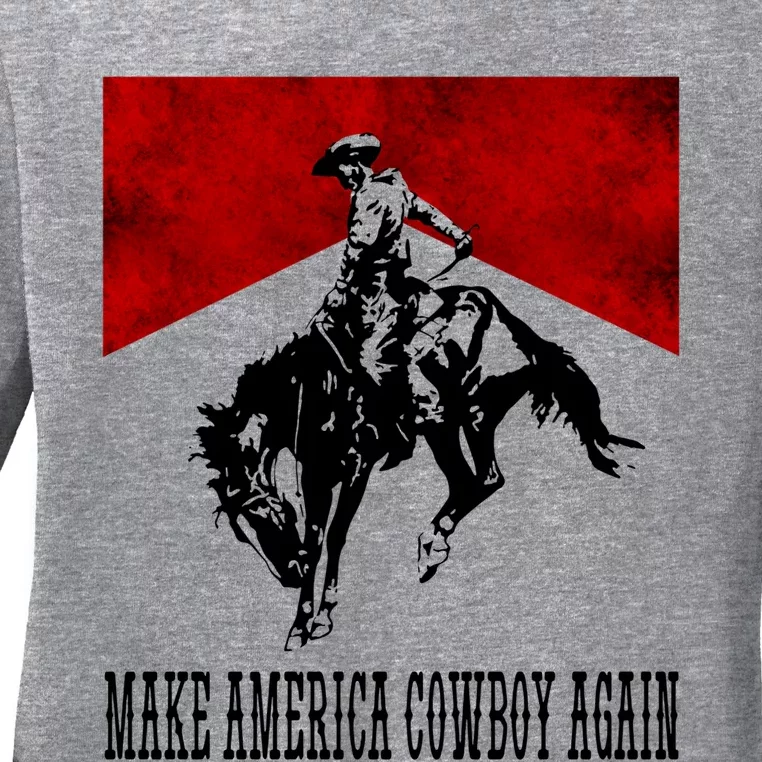 Make America Cow Cow Again Rodeo Lover 4th Of July Gift Ladies Long Sleeve Shirt