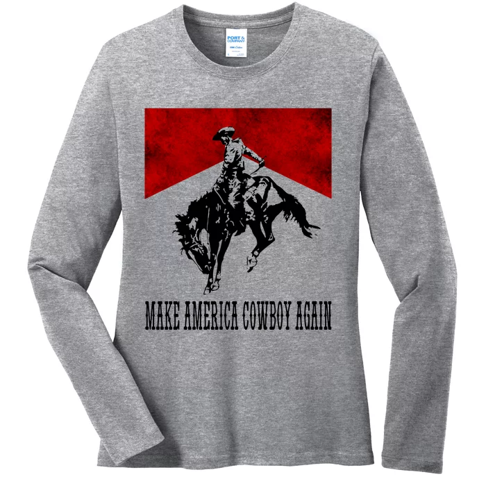 Make America Cow Cow Again Rodeo Lover 4th Of July Gift Ladies Long Sleeve Shirt