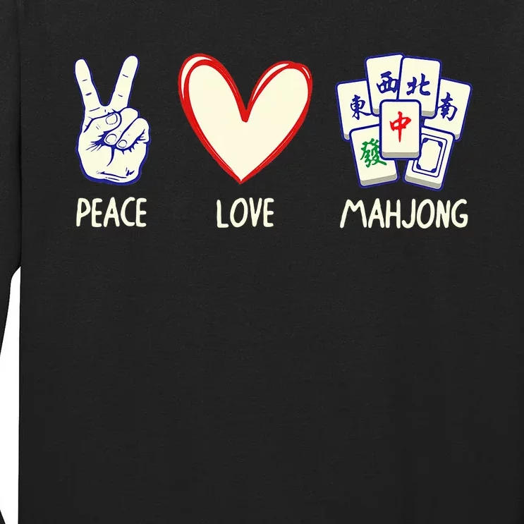 Mahjong Art Chinese Mah Jongg Game Lover Tall Long Sleeve T-Shirt