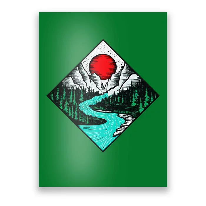 Mountains Are Calling River Wilderness Forest Adventure Poster