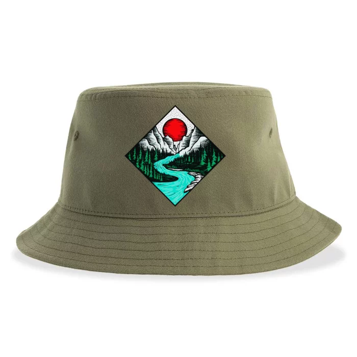 Mountains Are Calling River Wilderness Forest Adventure Sustainable Bucket Hat