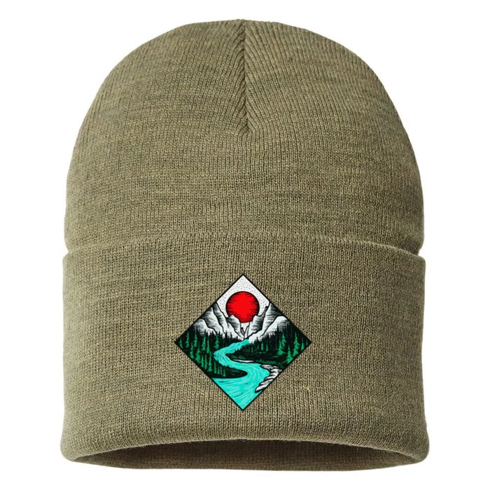 Mountains Are Calling River Wilderness Forest Adventure Sustainable Knit Beanie