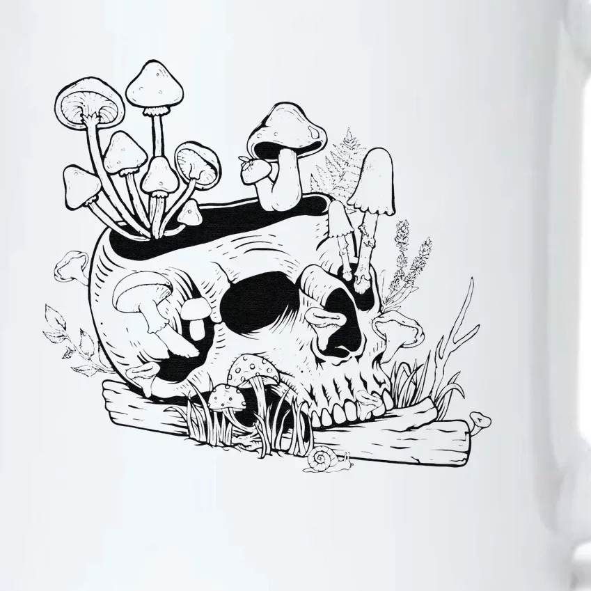 Mushroom Art Clothing Mushroom Collector Skull Black Color Changing Mug