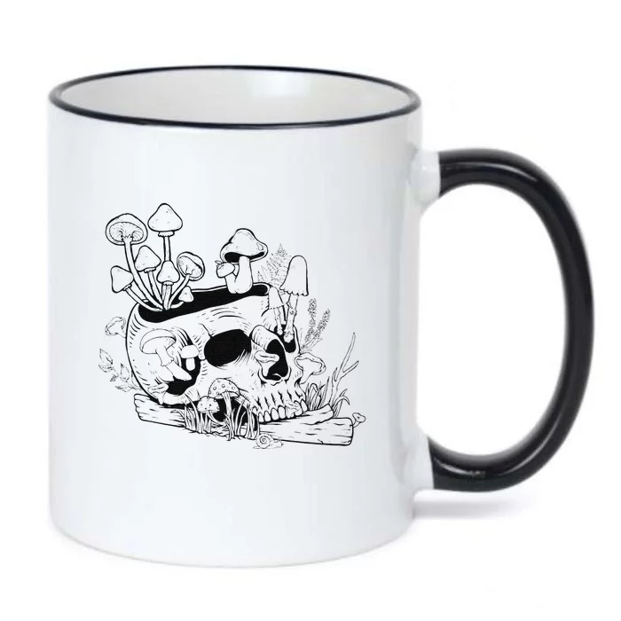 Mushroom Art Clothing Mushroom Collector Skull Black Color Changing Mug