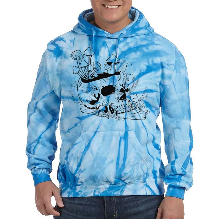 Mushroom Art Clothing Mushroom Collector Skull Tie Dye Hoodie