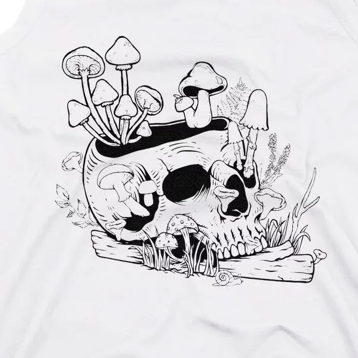 Mushroom Art Clothing Mushroom Collector Skull Tank Top