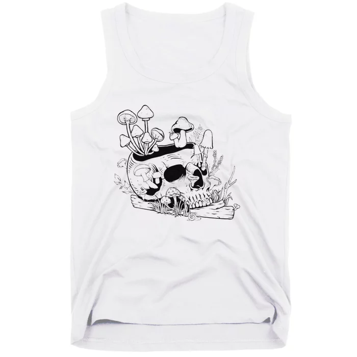 Mushroom Art Clothing Mushroom Collector Skull Tank Top