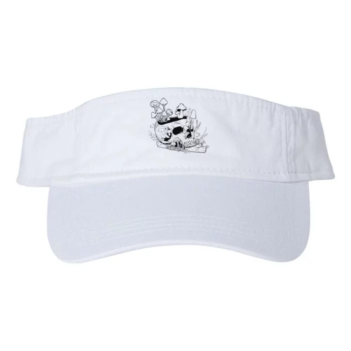 Mushroom Art Clothing Mushroom Collector Skull Valucap Bio-Washed Visor