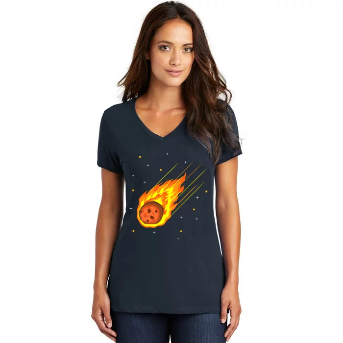 Meteorite Asteroid Comet Meteor Shower Universe Meteors Women's V-Neck T-Shirt