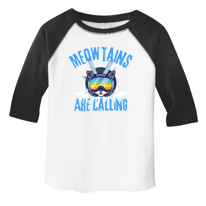 Meowtains Are Calling Funny Ski Cat Lovers Skiing Gift Toddler Fine Jersey T-Shirt