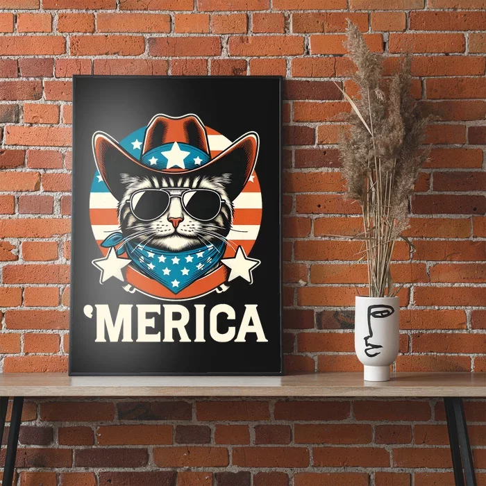 Merica American Cat Sunglasses Patriotic 4th Of July Poster