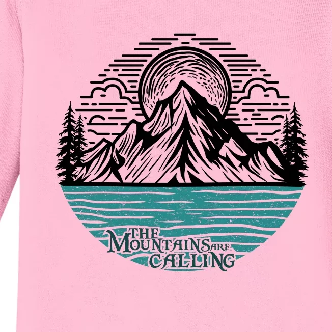 Mountains Are Calling Outdoor Adventure Graphic Baby Long Sleeve Bodysuit