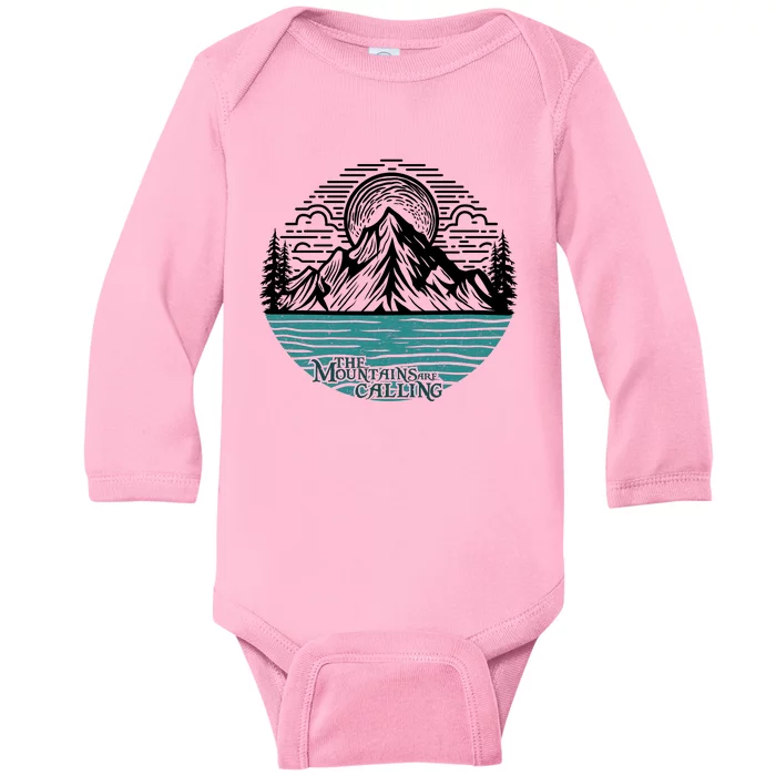 Mountains Are Calling Outdoor Adventure Graphic Baby Long Sleeve Bodysuit