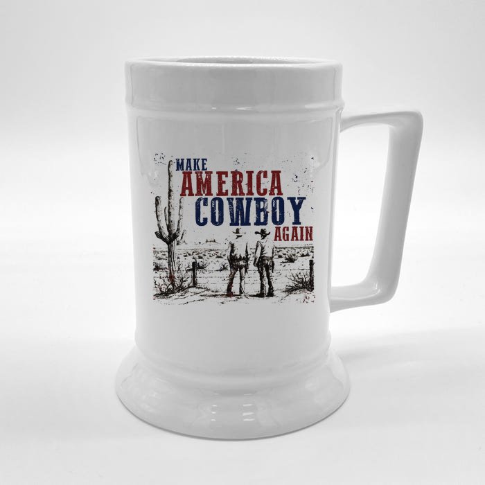 Make America Cowboy Again Western 4th Of July Front & Back Beer Stein