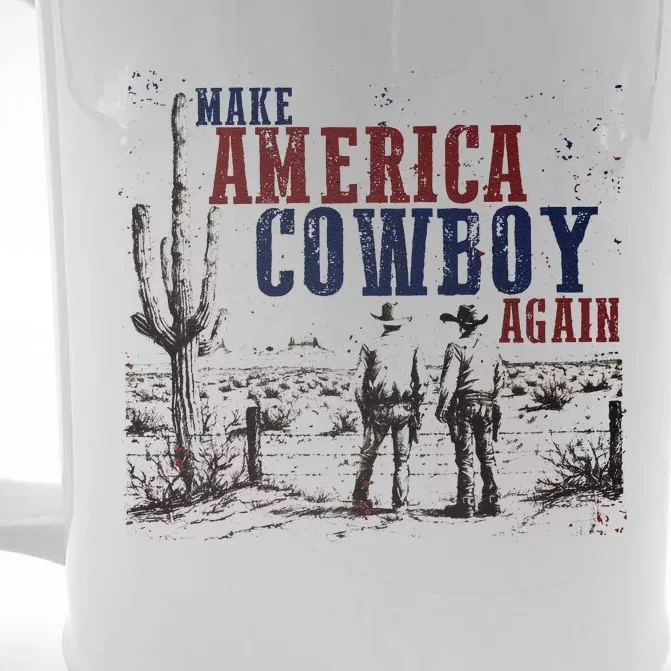 Make America Cowboy Again Western 4th Of July Front & Back Beer Stein