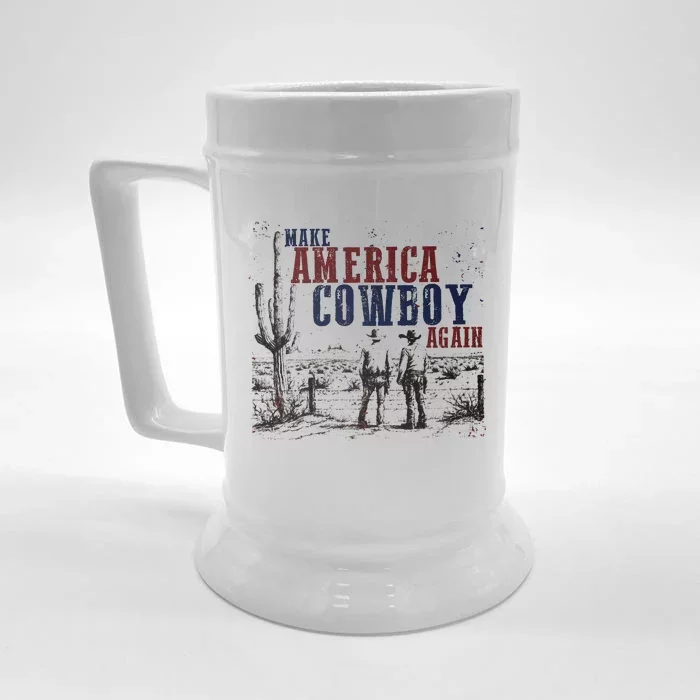 Make America Cowboy Again Western 4th Of July Front & Back Beer Stein