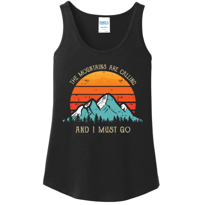 Mountains Are Calling I Must Go 70s 80s Sun Vintage Retro Ladies Essential Tank