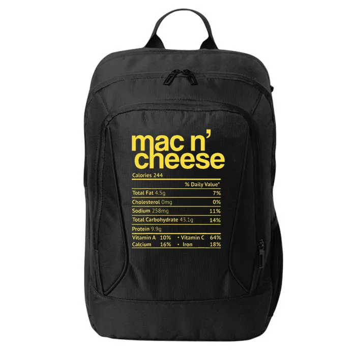 Mac And Cheese Nutrition Funny Thanksgiving Mac N Cheese City Backpack