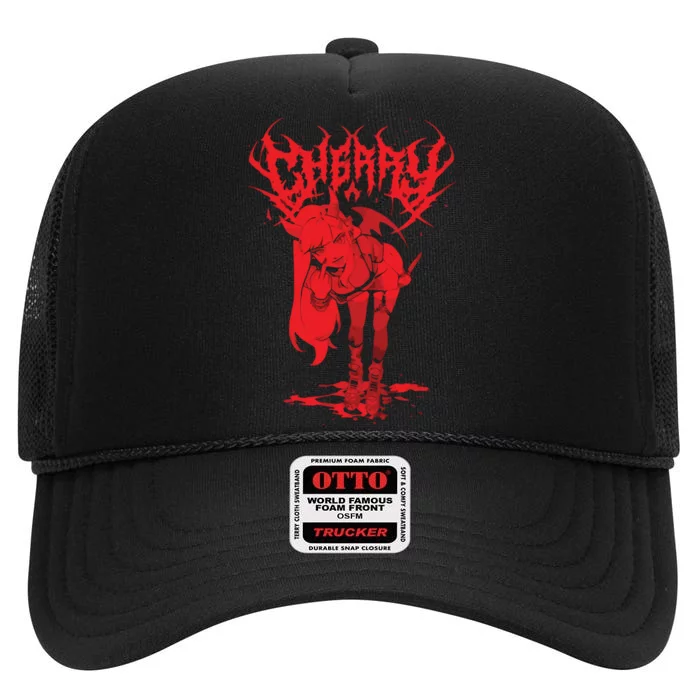 Manda Amsbt Cherry High Crown Mesh Trucker Hat