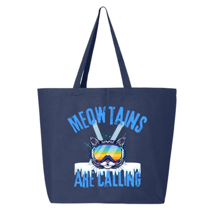 Meowtains Are Calling Funny Ski Cat Lovers Skiing Gift 25L Jumbo Tote