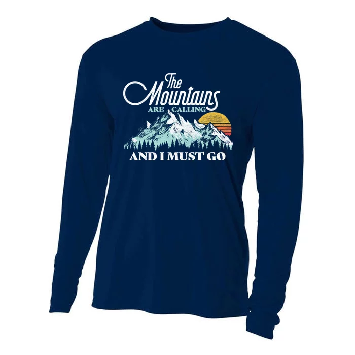 Mountains Are Calling & I Must Go Retro Vintage Cooling Performance Long Sleeve Crew