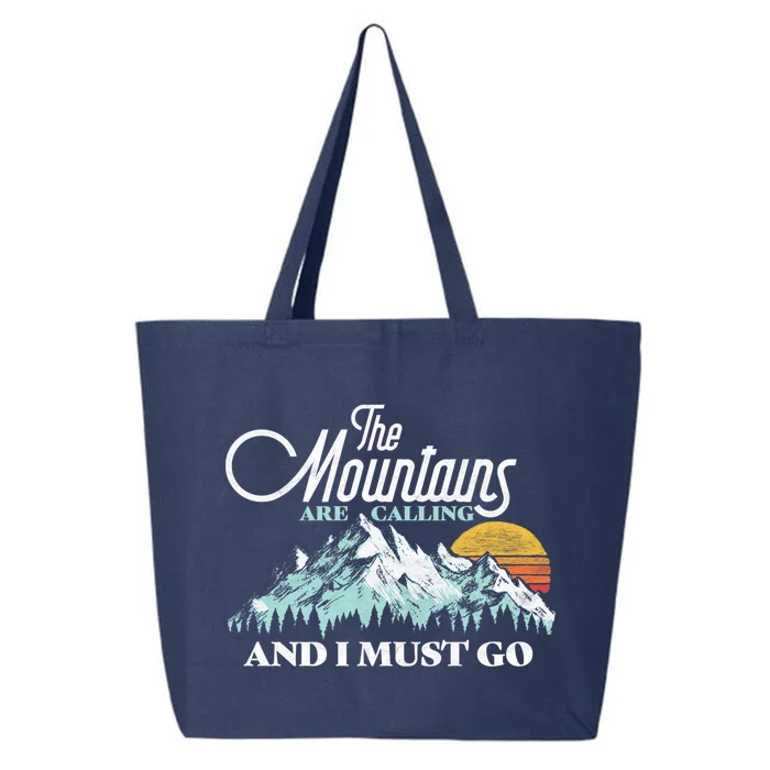 Mountains Are Calling & I Must Go Retro Vintage 25L Jumbo Tote