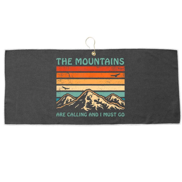 Mountains Are Calling And I Must Go Retro Funny Travelling Funny Gift Large Microfiber Waffle Golf Towel