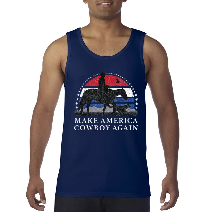 MAKE AMERICA COWBOY AGAIN HORSE AND DOG DESIGN FUNNY GIFT Tank Top