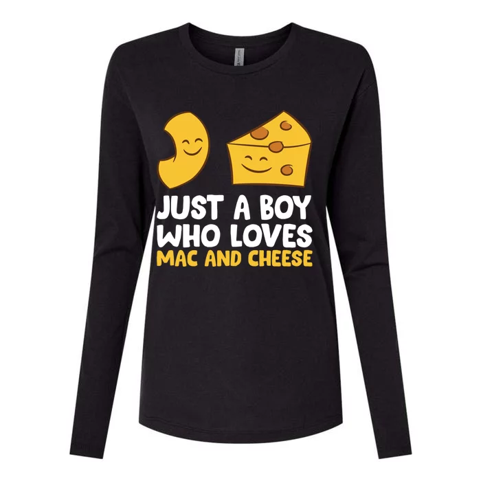 Macaroni And Cheese Just A Boy Who Loves Mac And Cheese Funny Gift Womens Cotton Relaxed Long Sleeve T-Shirt