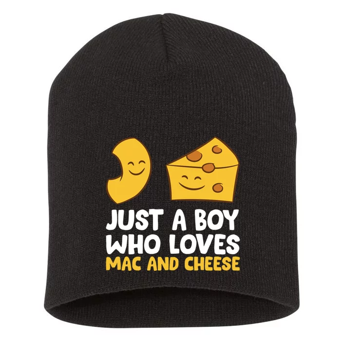 Macaroni And Cheese Just A Boy Who Loves Mac And Cheese Funny Gift Short Acrylic Beanie