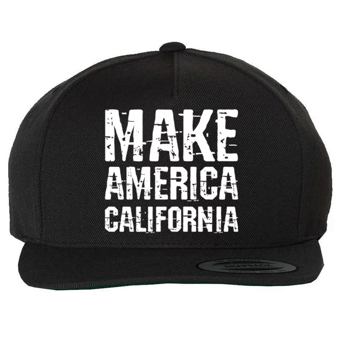 Make America California Progressive Blue Retro Grunge Gift Wool Snapback Cap